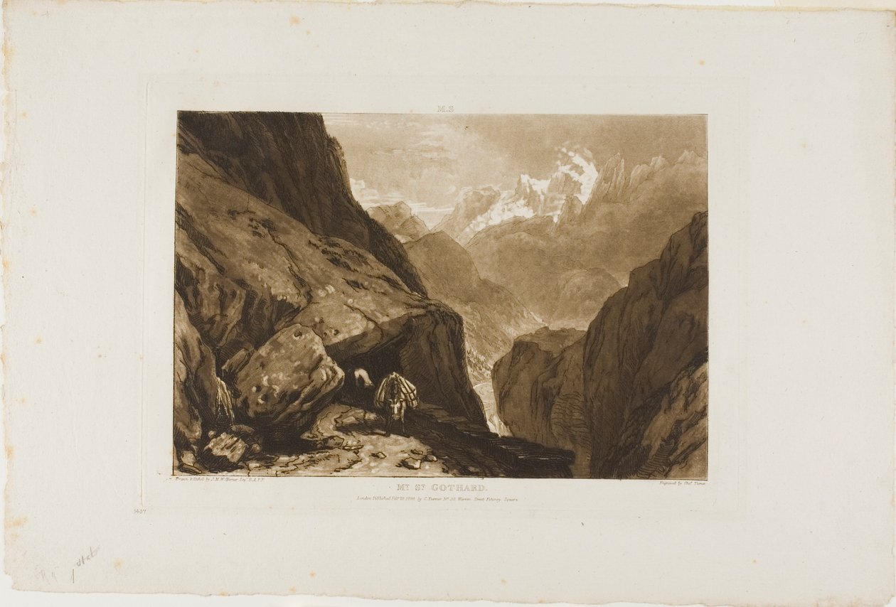 Sint Gotthard, plaat 9 uit Liber Studiorum door Joseph Mallord William Turner