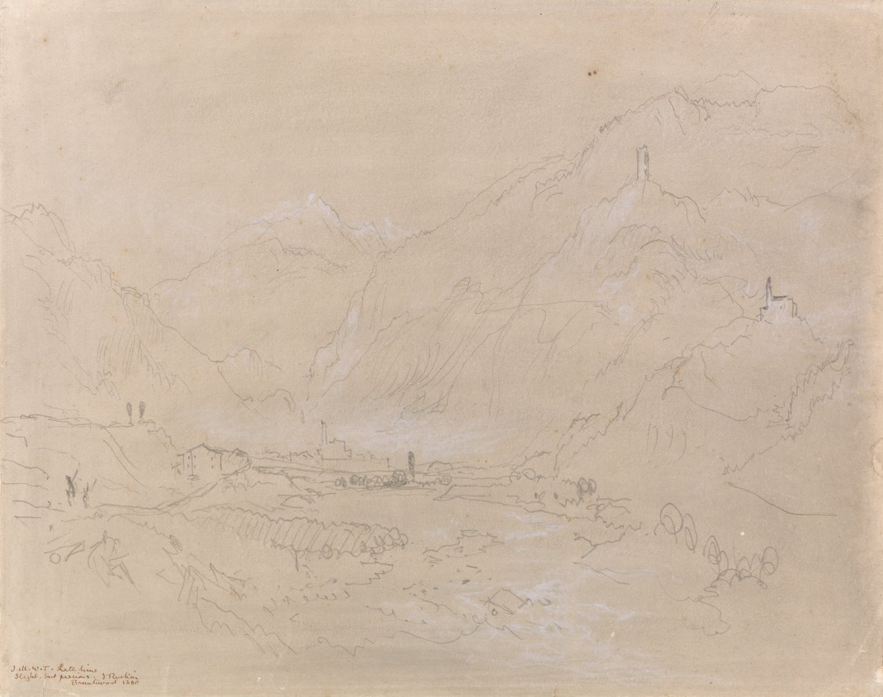 Bergachtig landschap met stad in vallei, c.1840 door Joseph Mallord William Turner