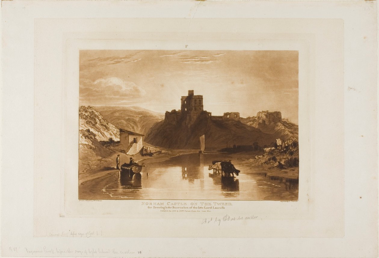 Kasteel van Norham, plaat 57 uit Liber Studiorum door Joseph Mallord William Turner