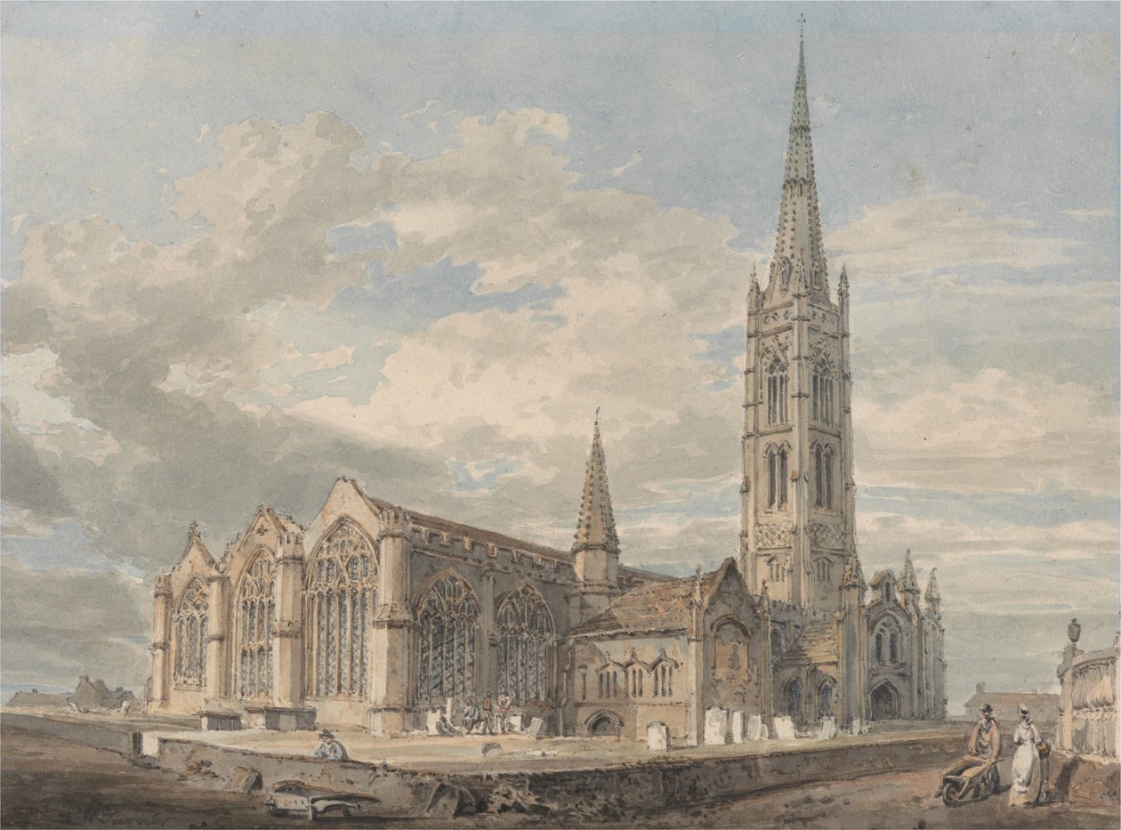 Noordoostelijk gezicht op de kerk van Grantham, Lincolnshire door Joseph Mallord William Turner