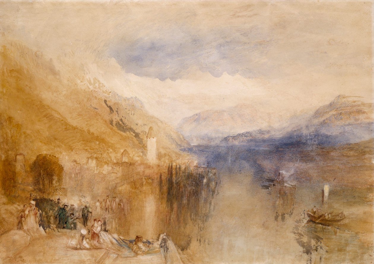 Oberhofen, het Thunmeer door Joseph Mallord William Turner