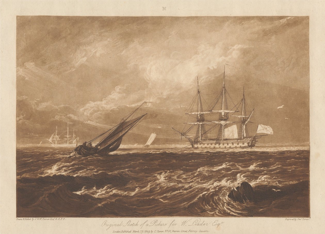 Originele schets van een schilderij voor de heer W. Leader door Joseph Mallord William Turner