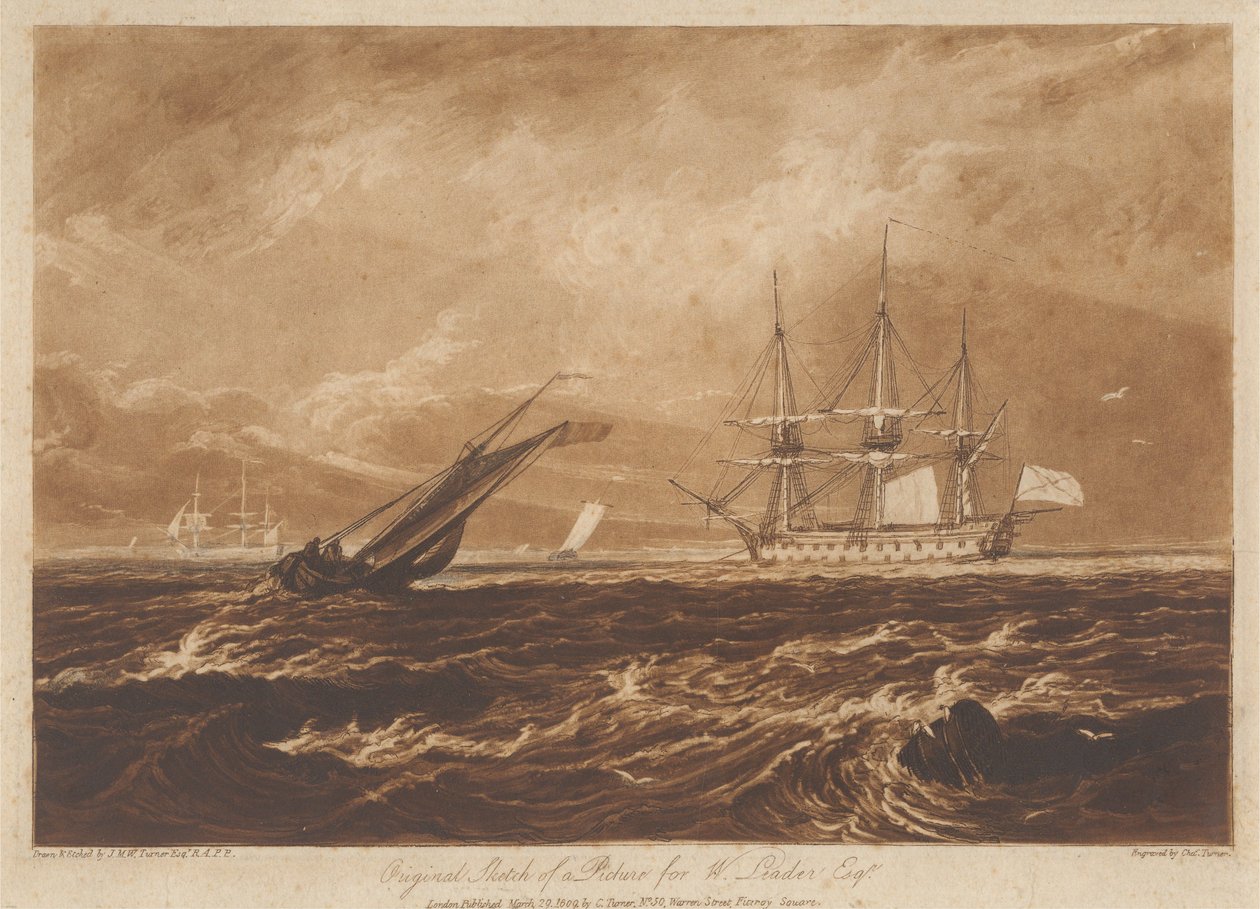 Oorspronkelijke schets van een schilderij voor W. Leader, Esq. door Joseph Mallord William Turner