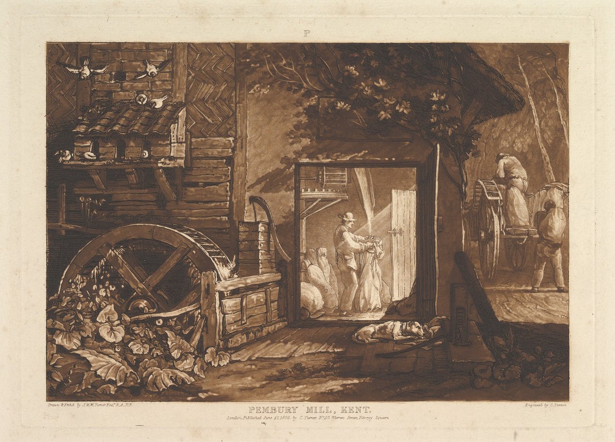Pembury Mill, Kent Liber Studiorum, deel III, plaat 12 door Joseph Mallord William Turner