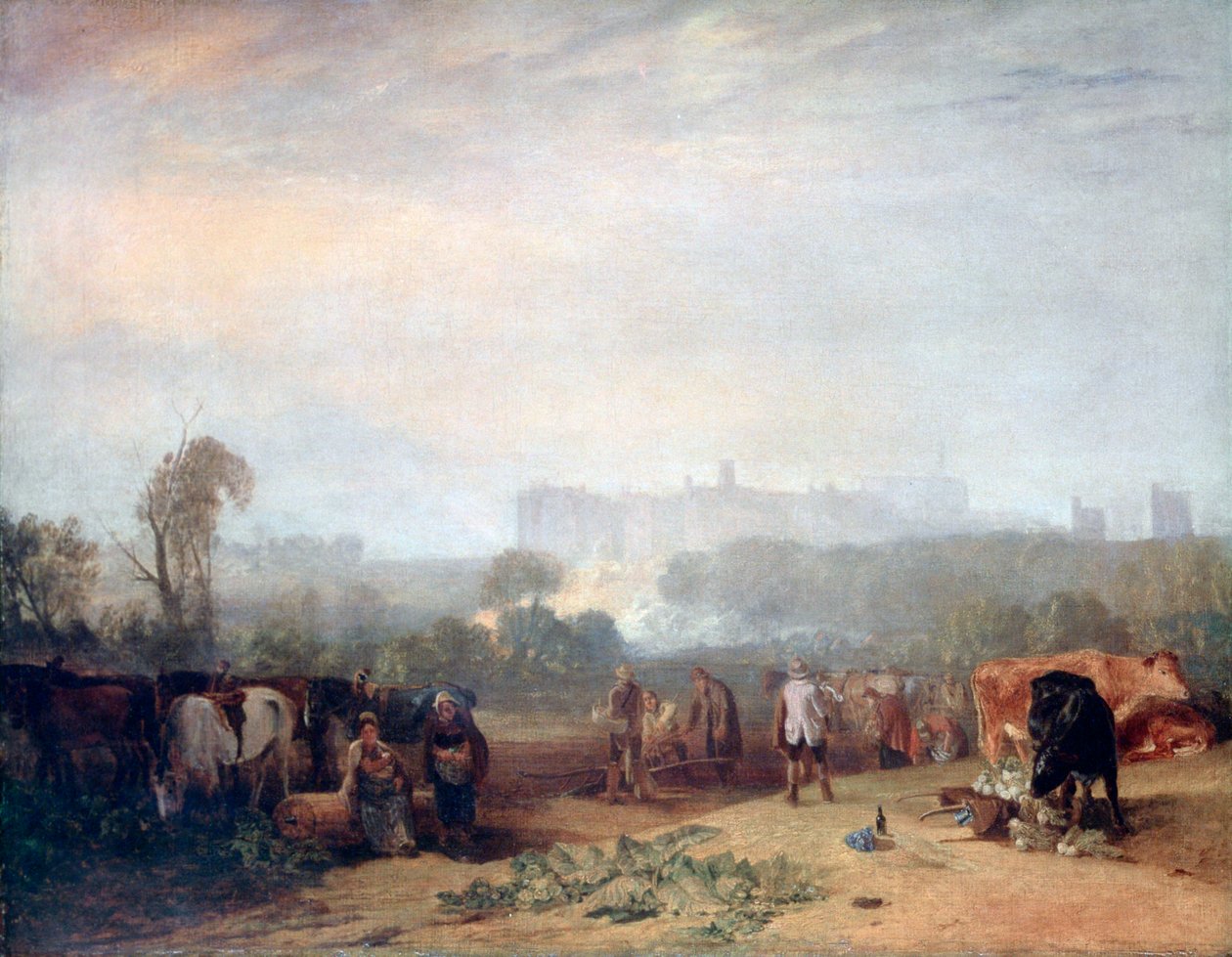 Ploegen van knollen, nabij Slough, Windsor, ca. 1809 door Joseph Mallord William Turner
