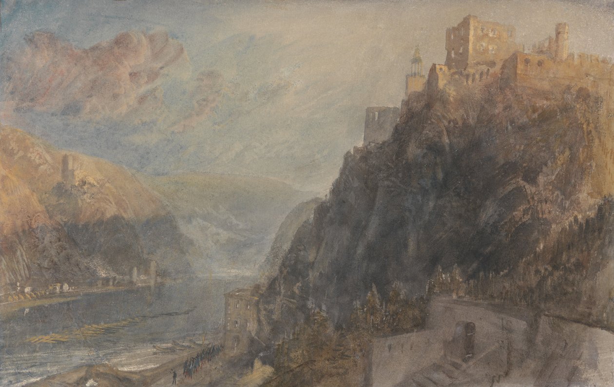 Rheinfels met uitzicht op Katz en Goarhausen door Joseph Mallord William Turner
