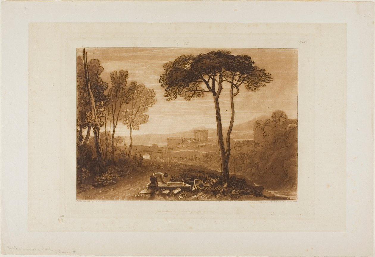 Scène in de Campagna, plaat 38 uit Liber Studiorum door Joseph Mallord William Turner