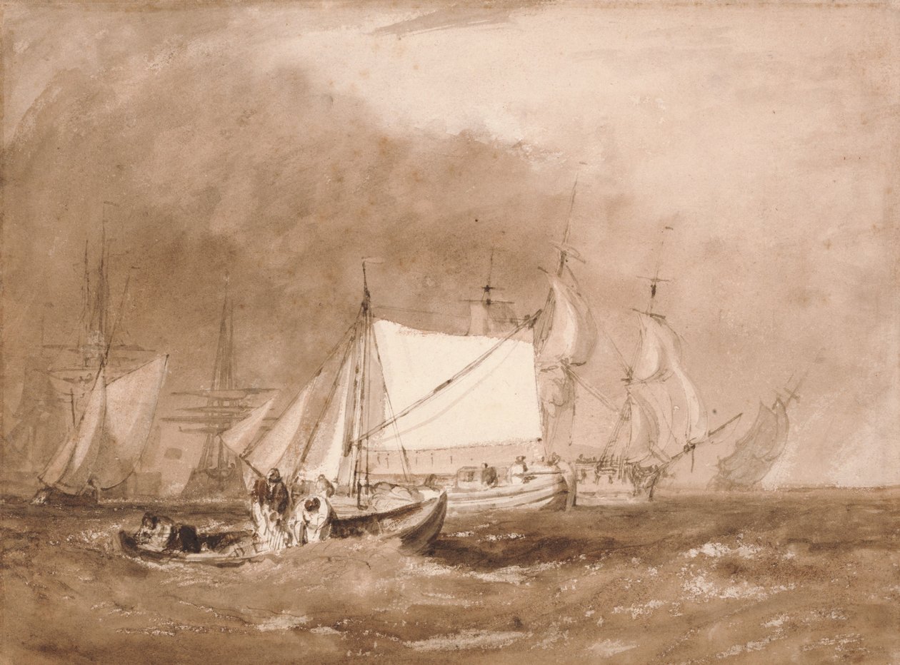 Scheepvaarttafereel met vissers door Joseph Mallord William Turner