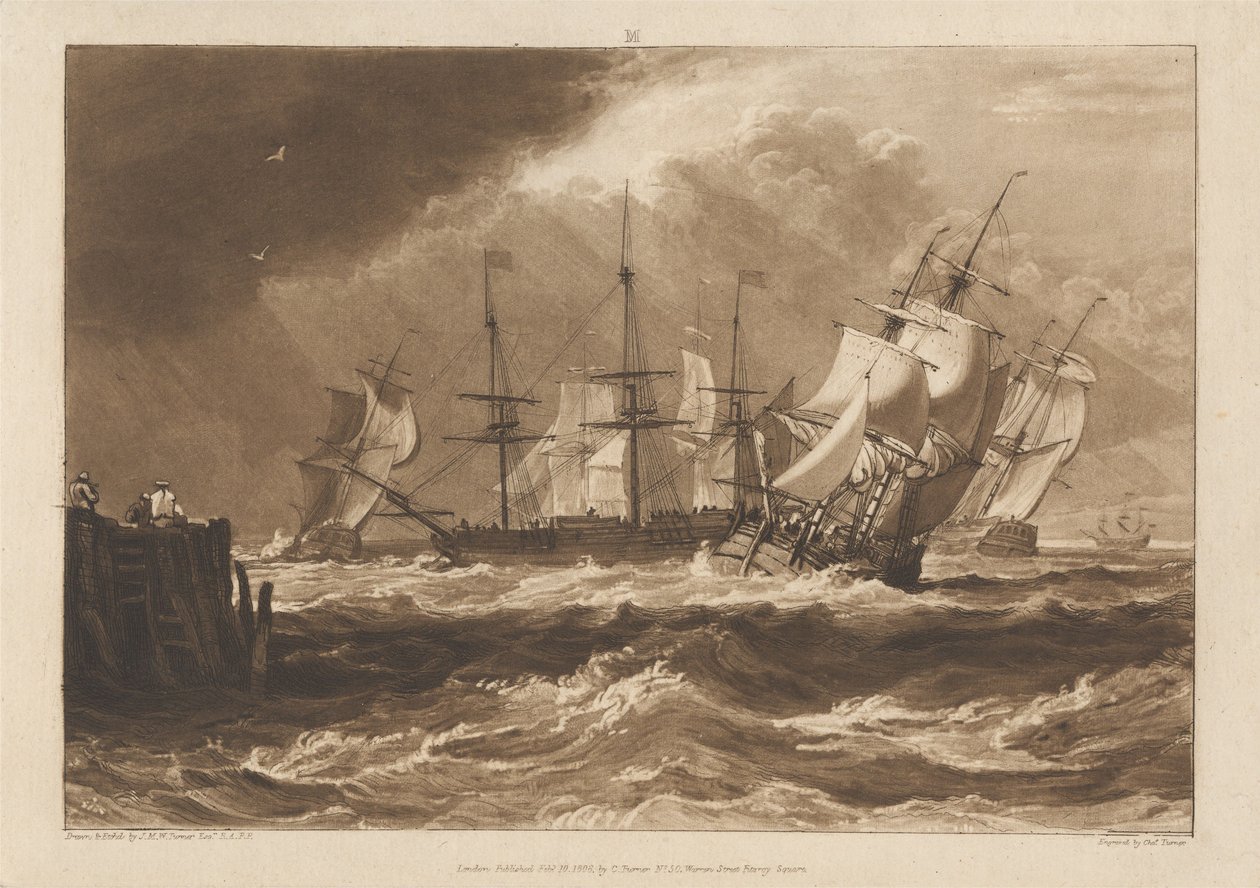 Schepen in een bries door Joseph Mallord William Turner