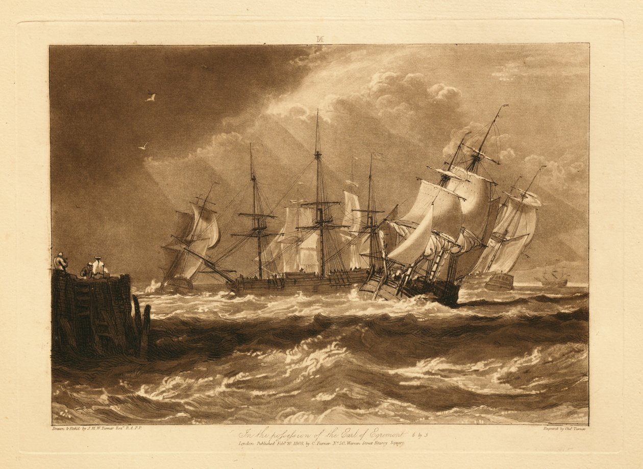 Schepen in een bries door Joseph Mallord William Turner