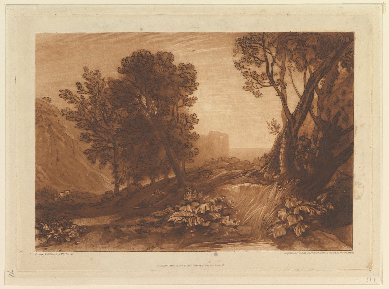 Eenzaamheid, of De Lezende Magdalena Liber Studiorum, deel XI, plaat 53, 12 mei 1814 door Joseph Mallord William Turner