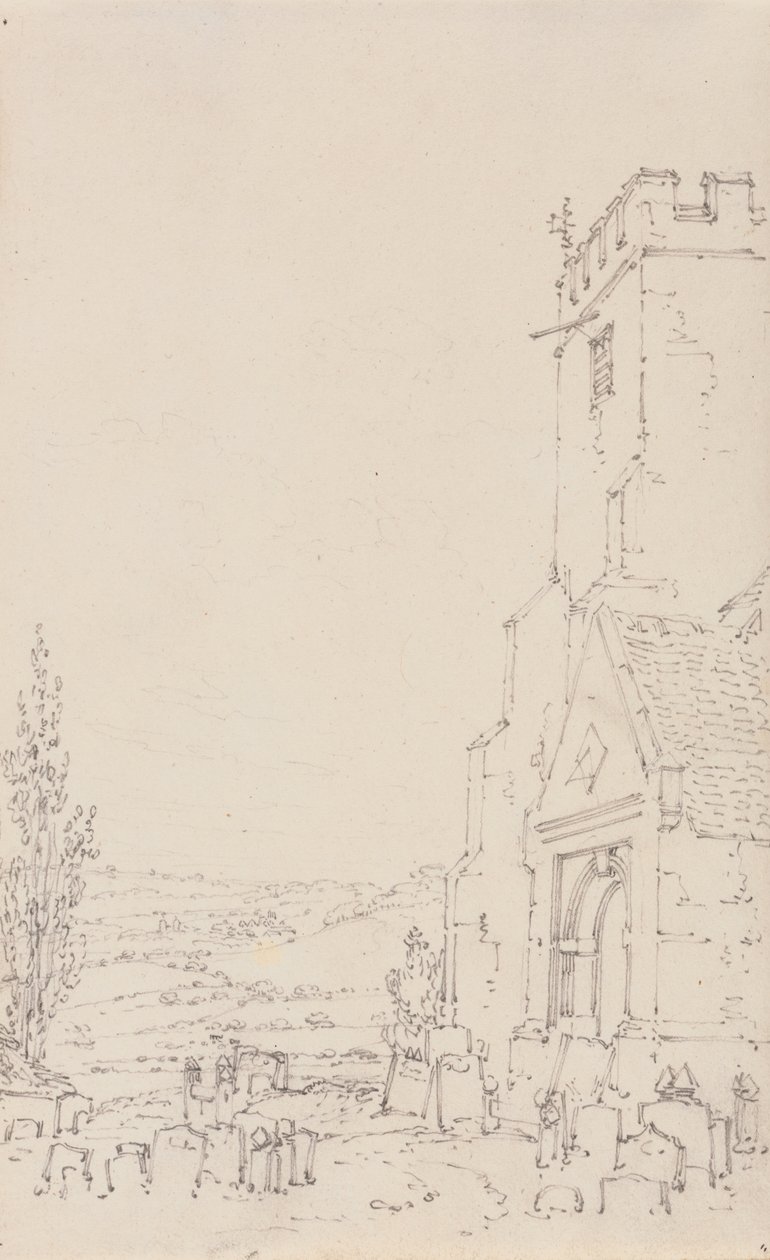 Zuidportaal en toren van een onbekende kerk, c.1790-95 door Joseph Mallord William Turner