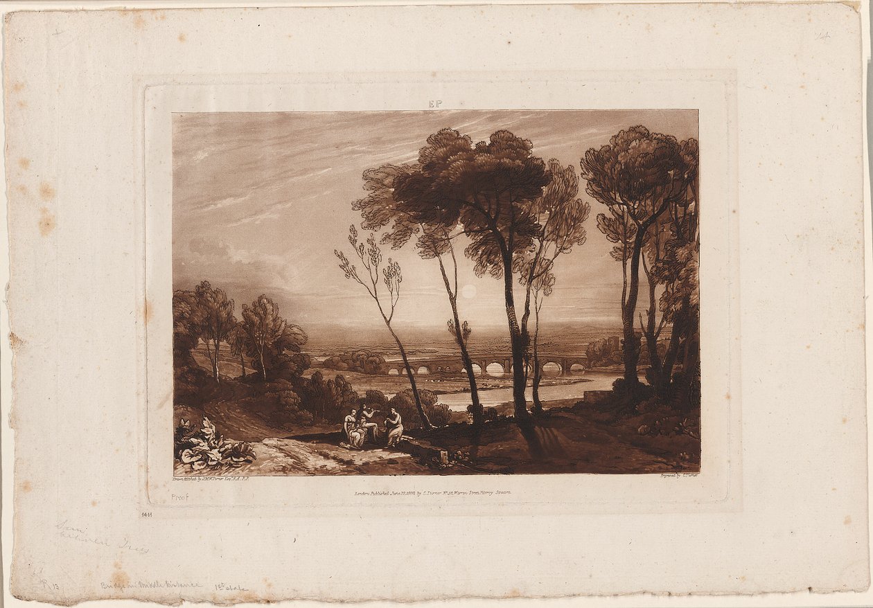 De Brug in de Verte, plaat 13 uit Liber Studiorum door Joseph Mallord William Turner