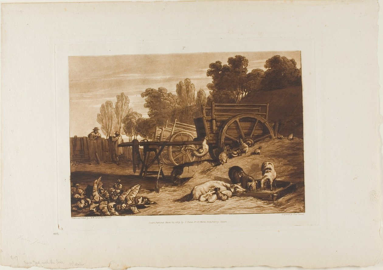 De Boerderij met de Haan, plaat 17 uit Liber Studiorum door Joseph Mallord William Turner