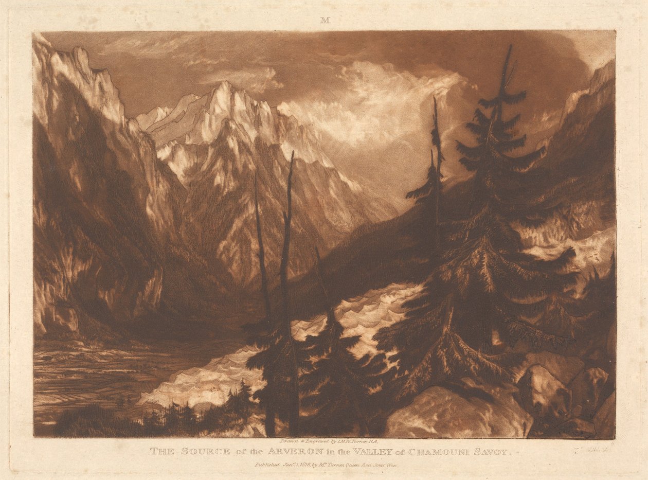 De bron van de Arveron in het dal van Chamonix, Savoye door Joseph Mallord William Turner