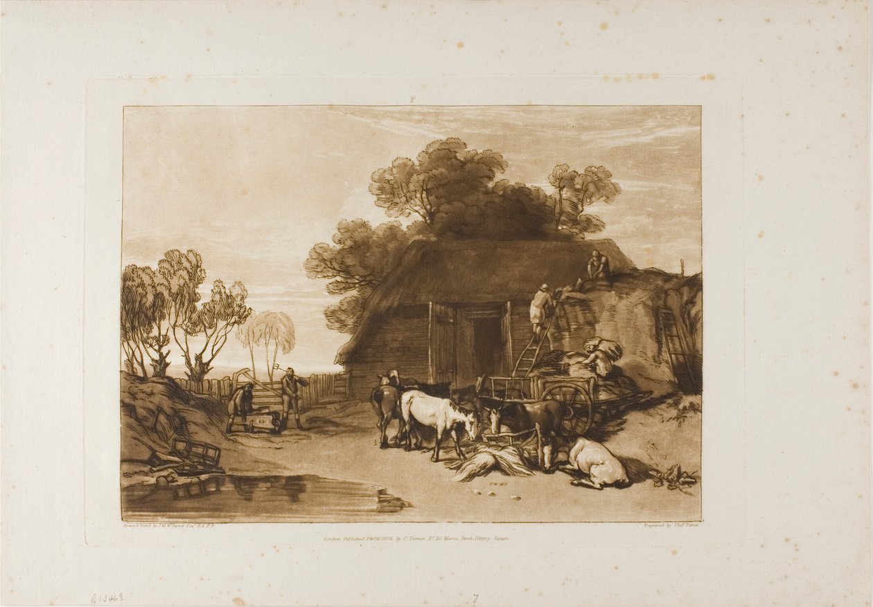 De Strohof, plaat 7 uit Liber Studiorum door Joseph Mallord William Turner