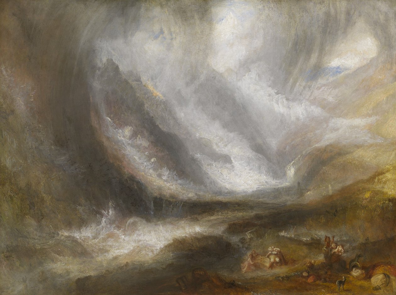 Vallei van Aosta: Sneeuwstorm, lawine en onweer, 1836-37 door Joseph Mallord William Turner