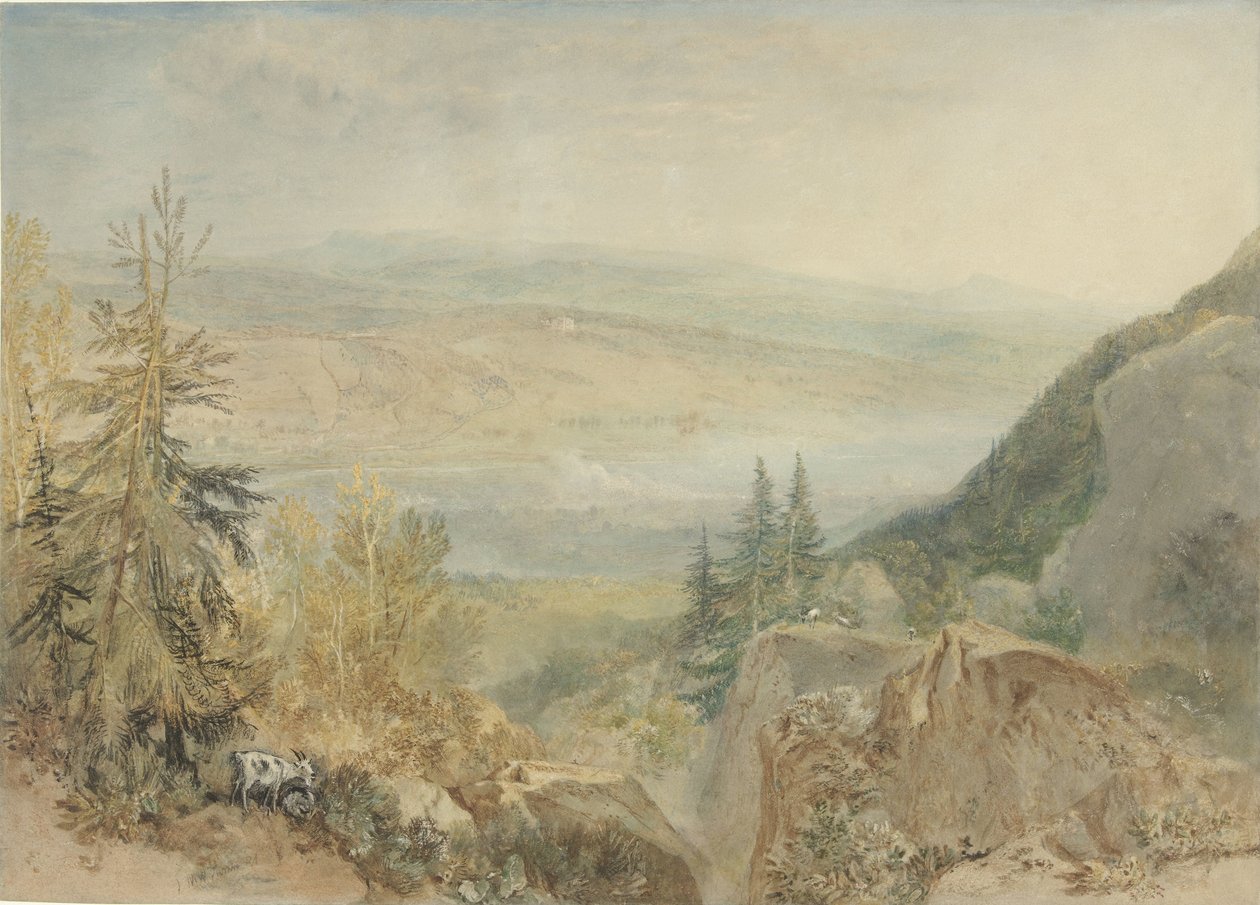 Gezicht op Farnley Hall in het dal van de Wharfe in Yorkshire door Joseph Mallord William Turner