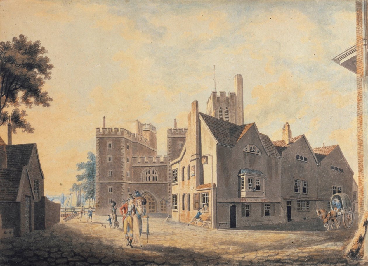 Uitzicht op het aartsbisschoppelijk paleis in Lambeth door Joseph Mallord William Turner