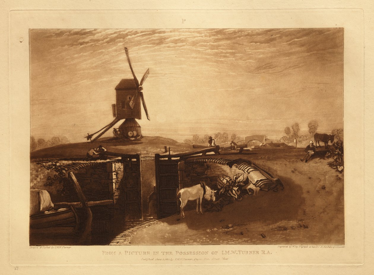 Windmolen en sluis door Joseph Mallord William Turner