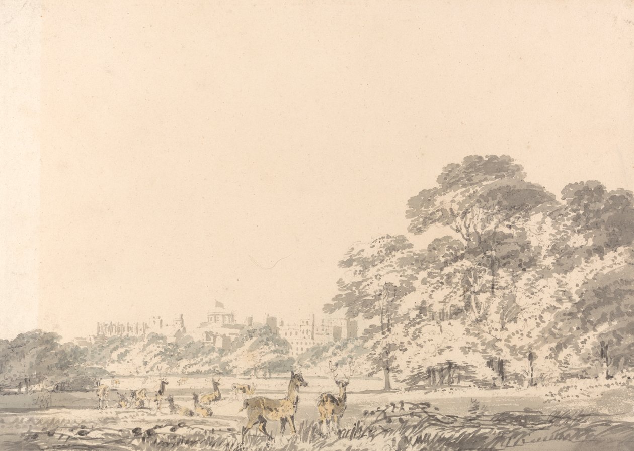Windsor Castle en Park met herten door Joseph Mallord William Turner