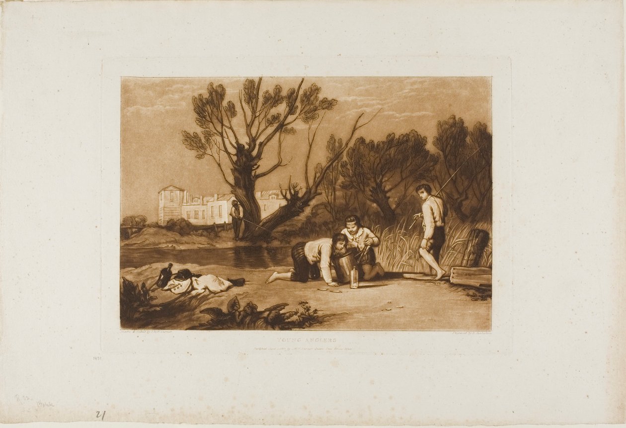 Jonge vissers, plaat 32 uit Liber Studiorum door Joseph Mallord William Turner