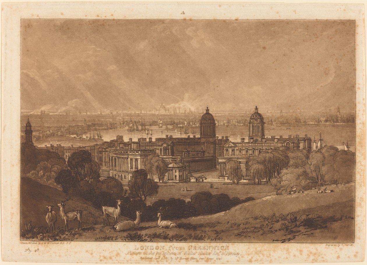Londen vanaf Greenwich door Joseph Mallord William Turner and Charles Turner