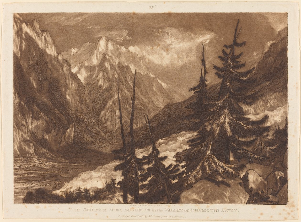 De Bron van de Arveron door Joseph Mallord William Turner and Henry Edward Dawe