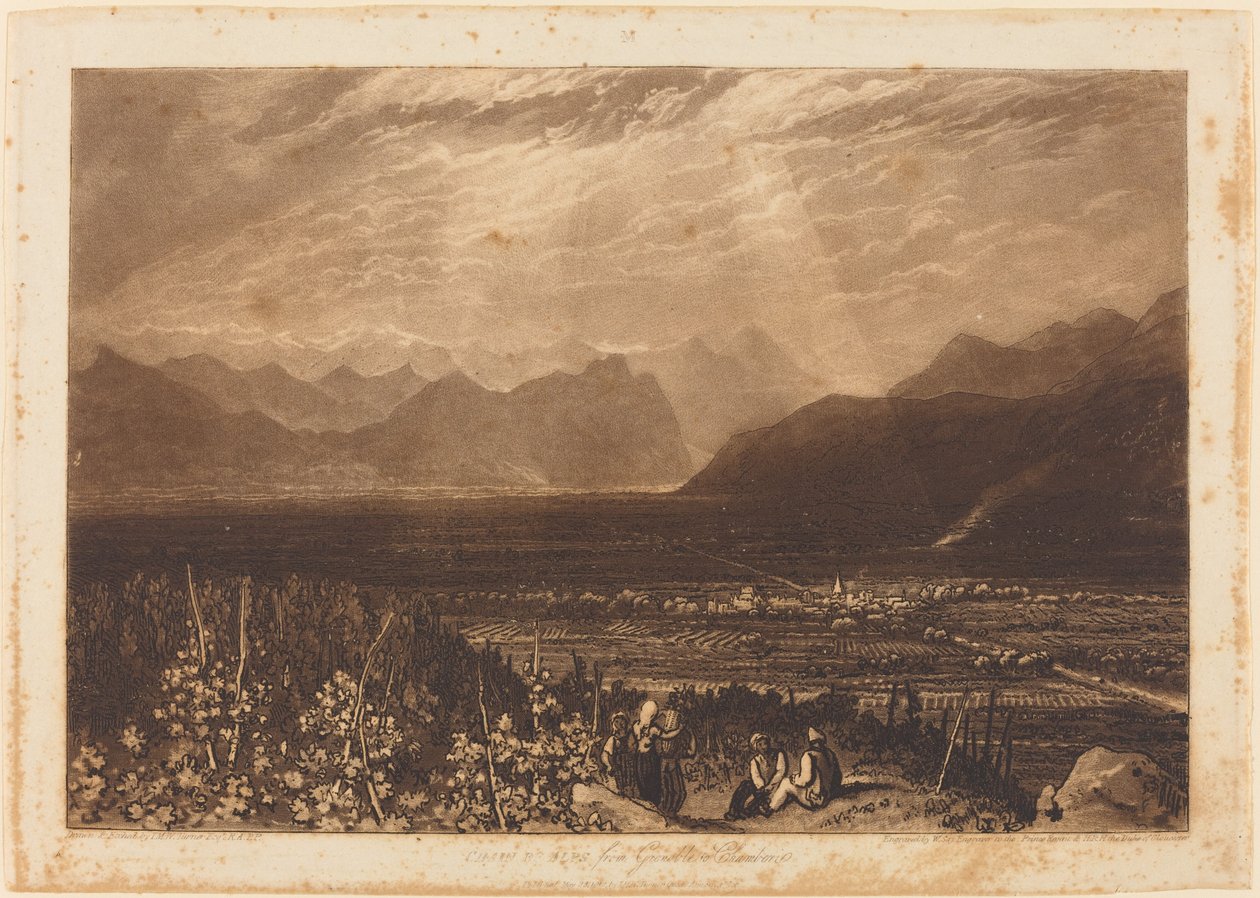 Keten van Alpen van Grenoble tot Chamberi door Joseph Mallord William Turner and William Say