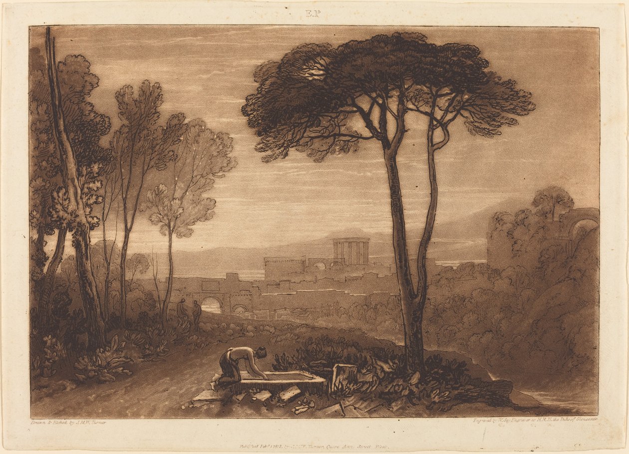 Scène in de Campagna door Joseph Mallord William Turner and William Say