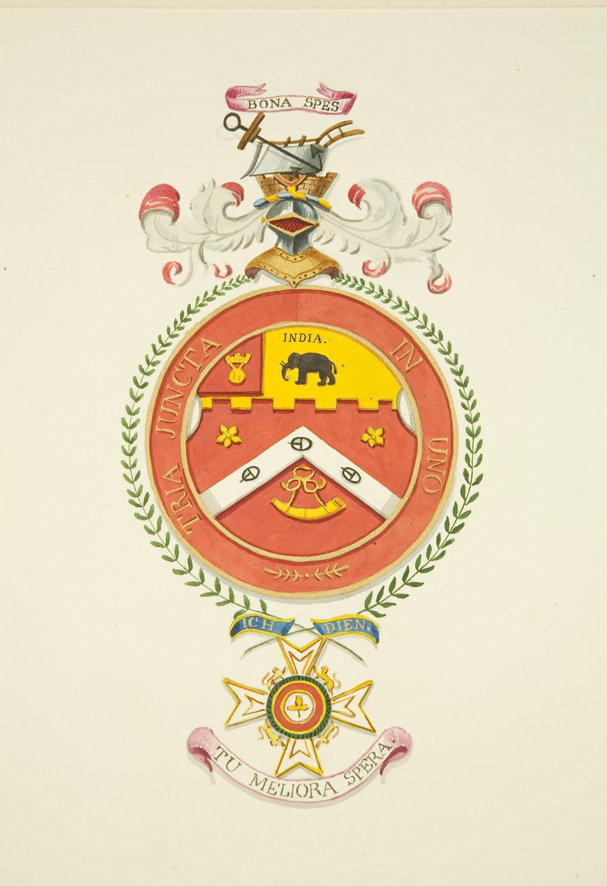 Wapenschilden op het monument van Generaal Donkin in St Mary Redcliffe door Joseph Manning