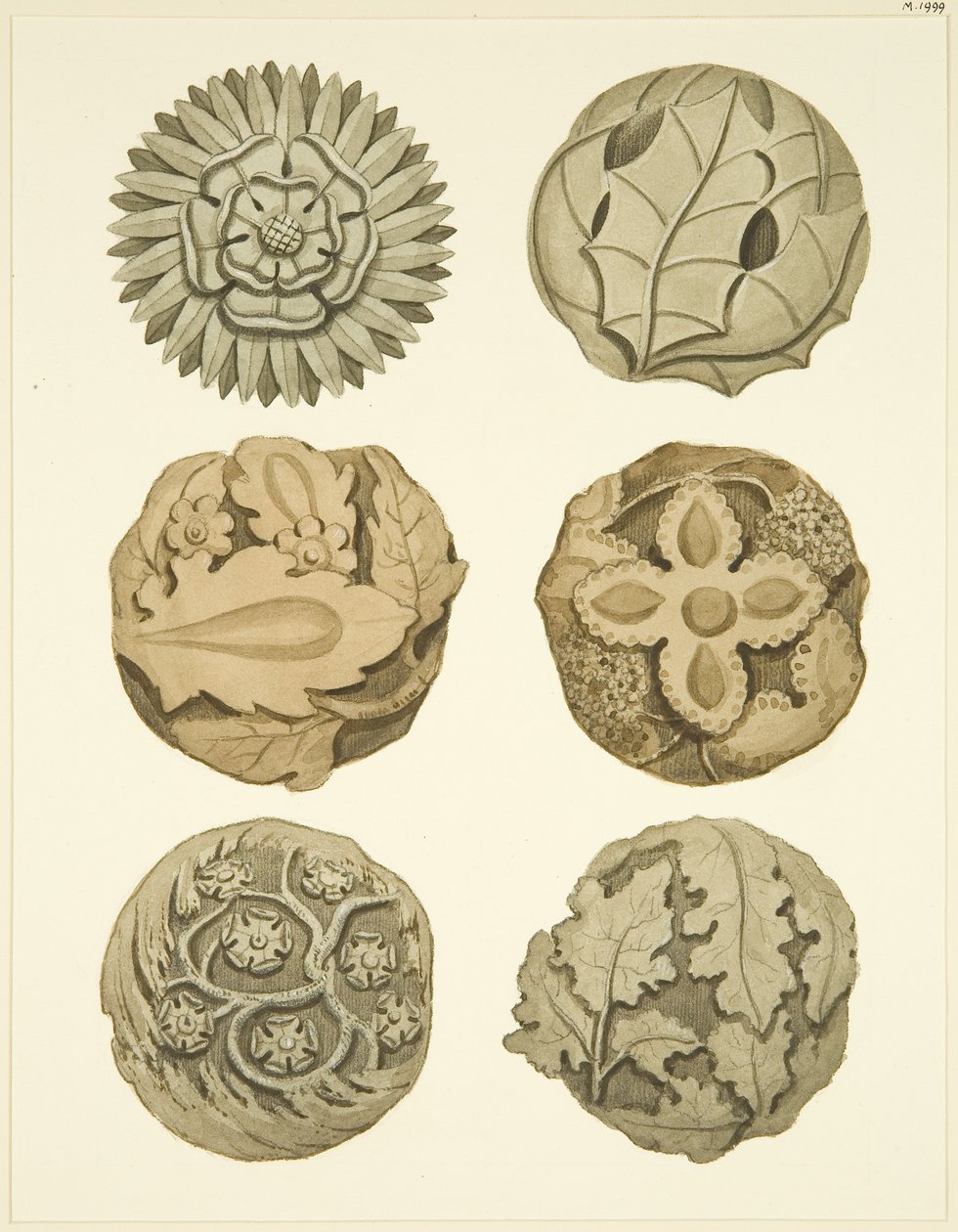 Gewelfstenen (bossen) in het plafond van de Redcliffe Church door Joseph Manning