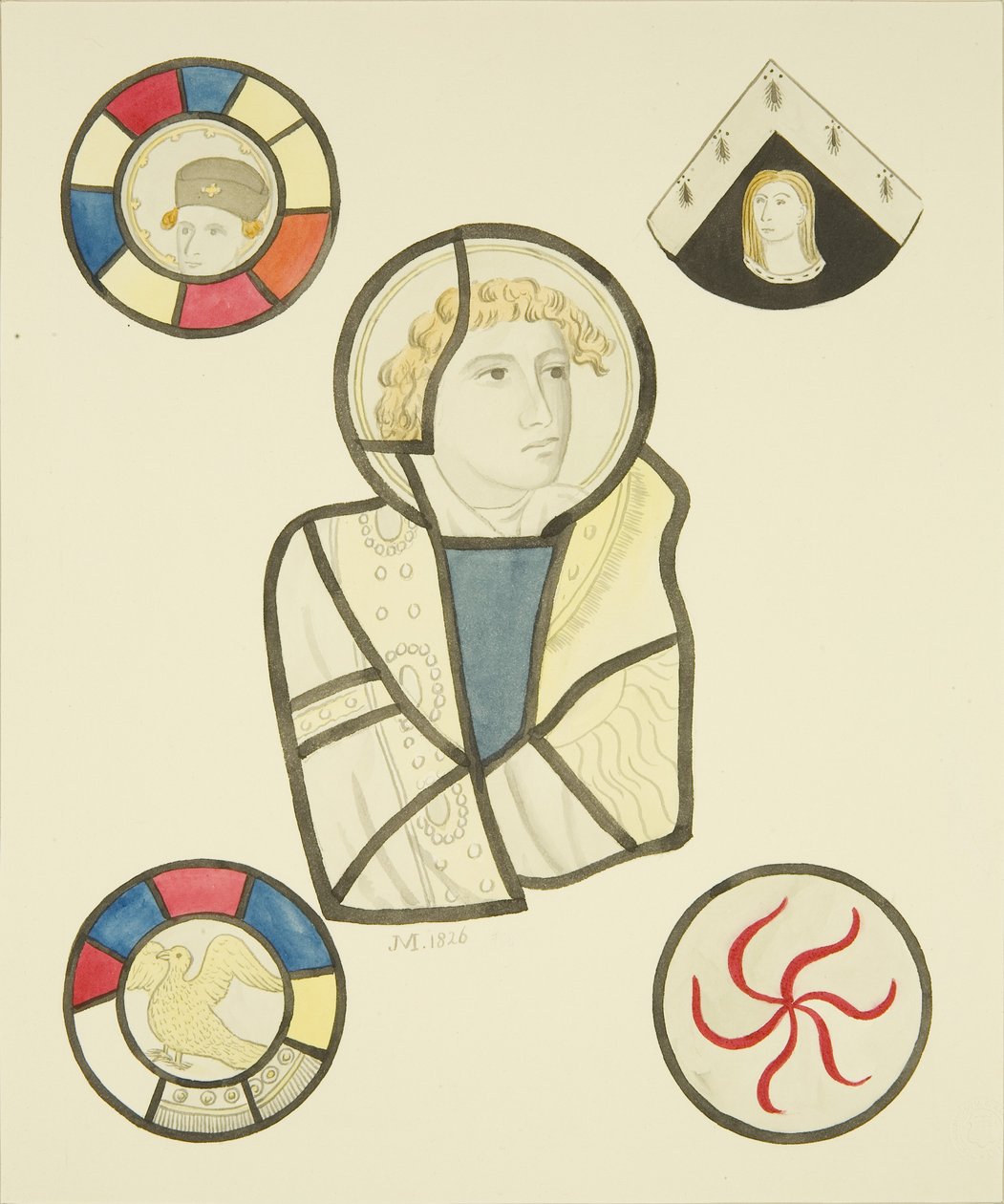 Glas-in-lood in het noordelijke raam van het koor van St Mary Redcliffe door Joseph Manning