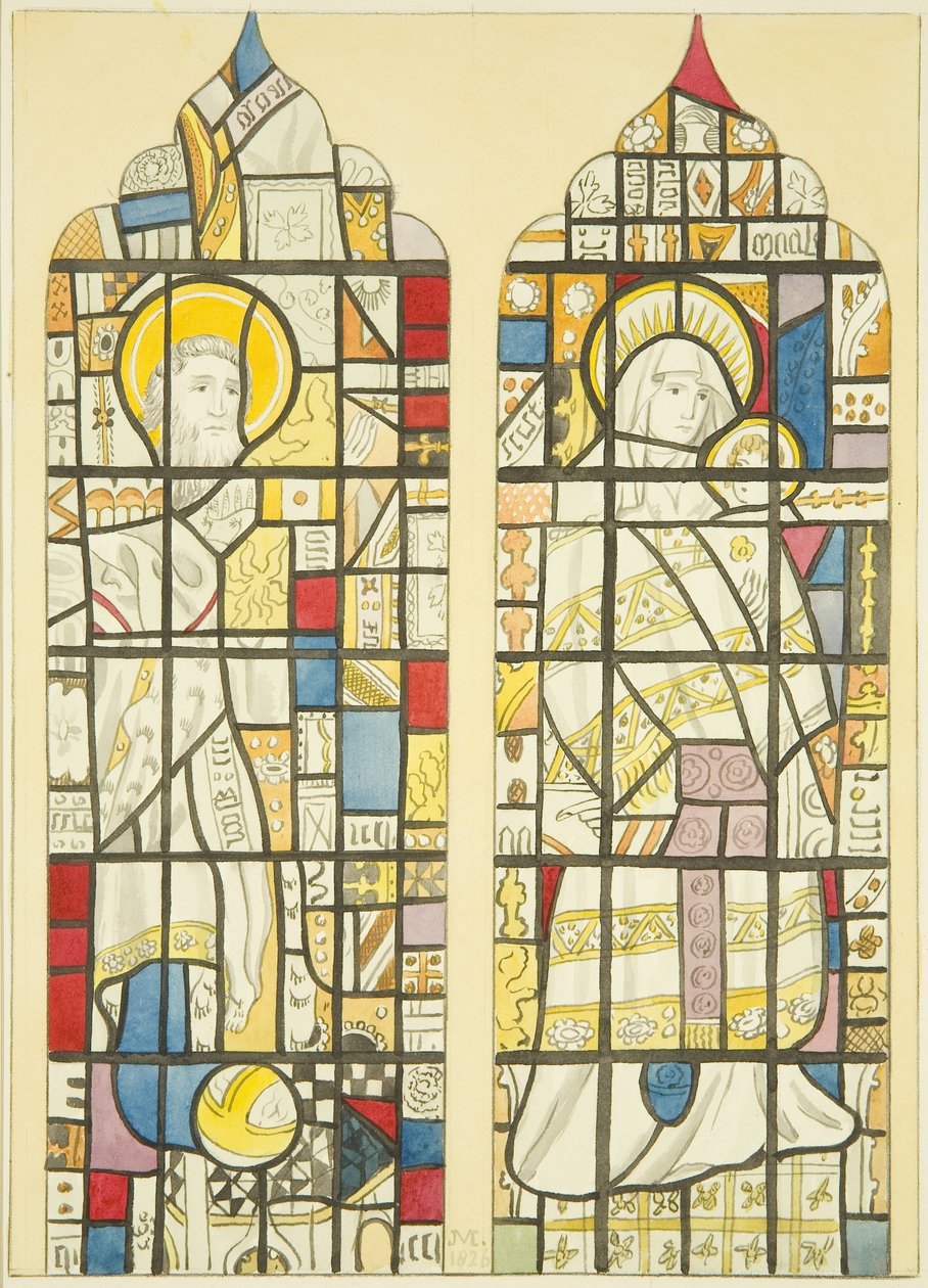 Glas-in-loodraam in het zuidraam van het zuidelijke transept van St. Mary Redcliffe door Joseph Manning