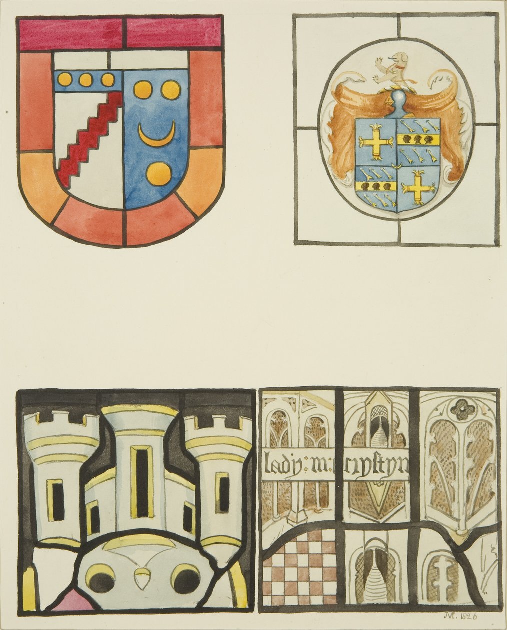 Glas-in-loodraam in Weverskapel in Temple Church door Joseph Manning