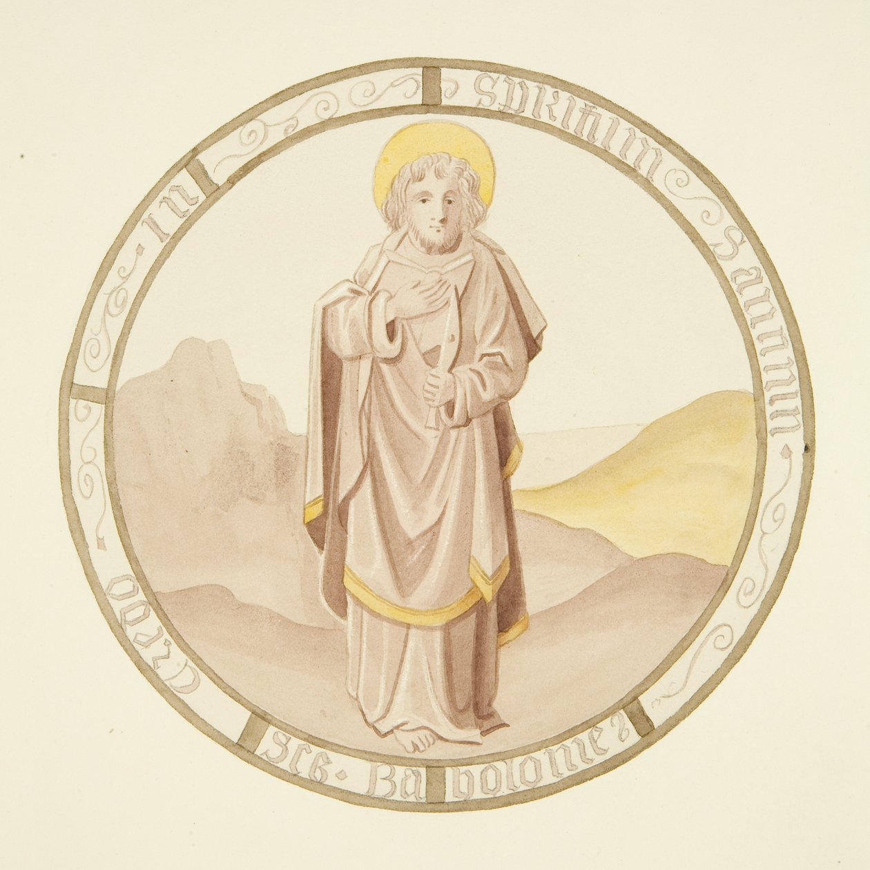 Glas-in-loodraam in de privékapel van het bisschoppelijk paleis: St. Bartholomeus door Joseph Manning