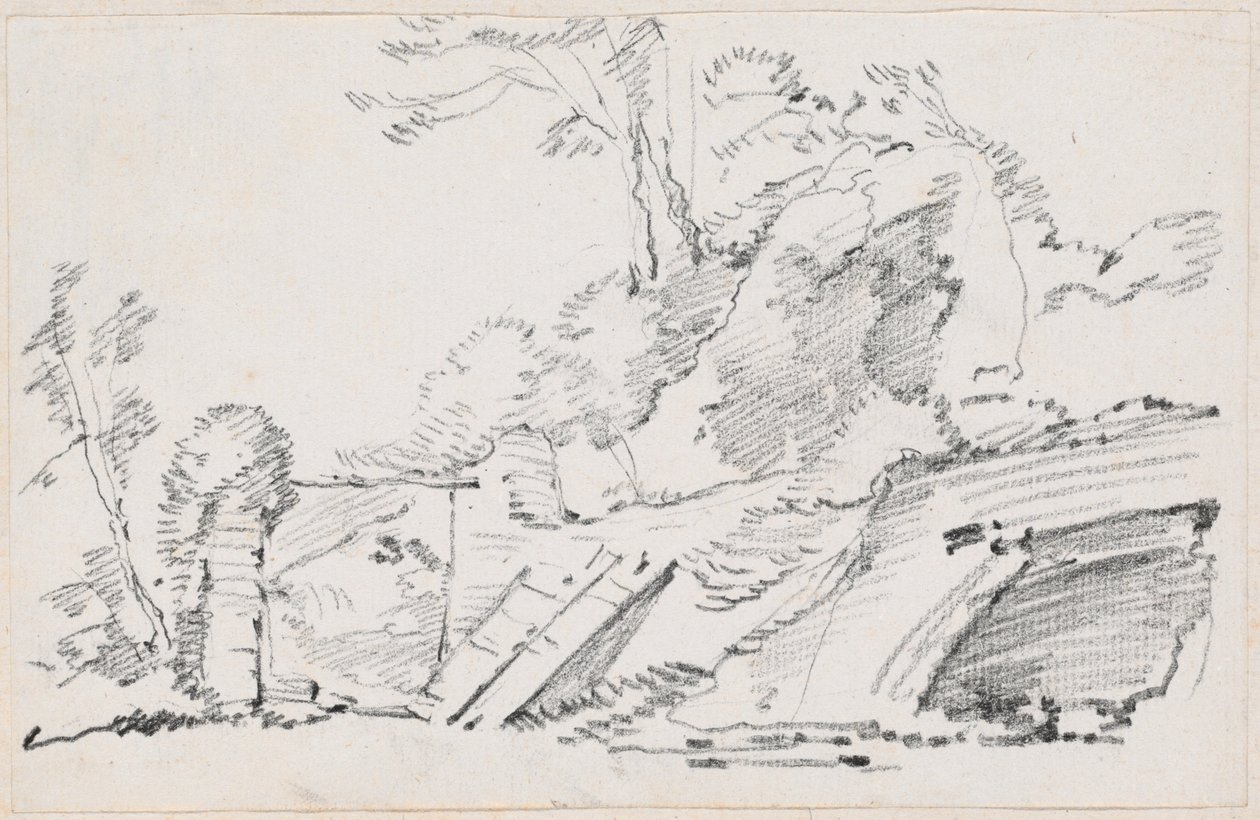 Een oude muur met een verwoeste poort door Joseph Marie Vien