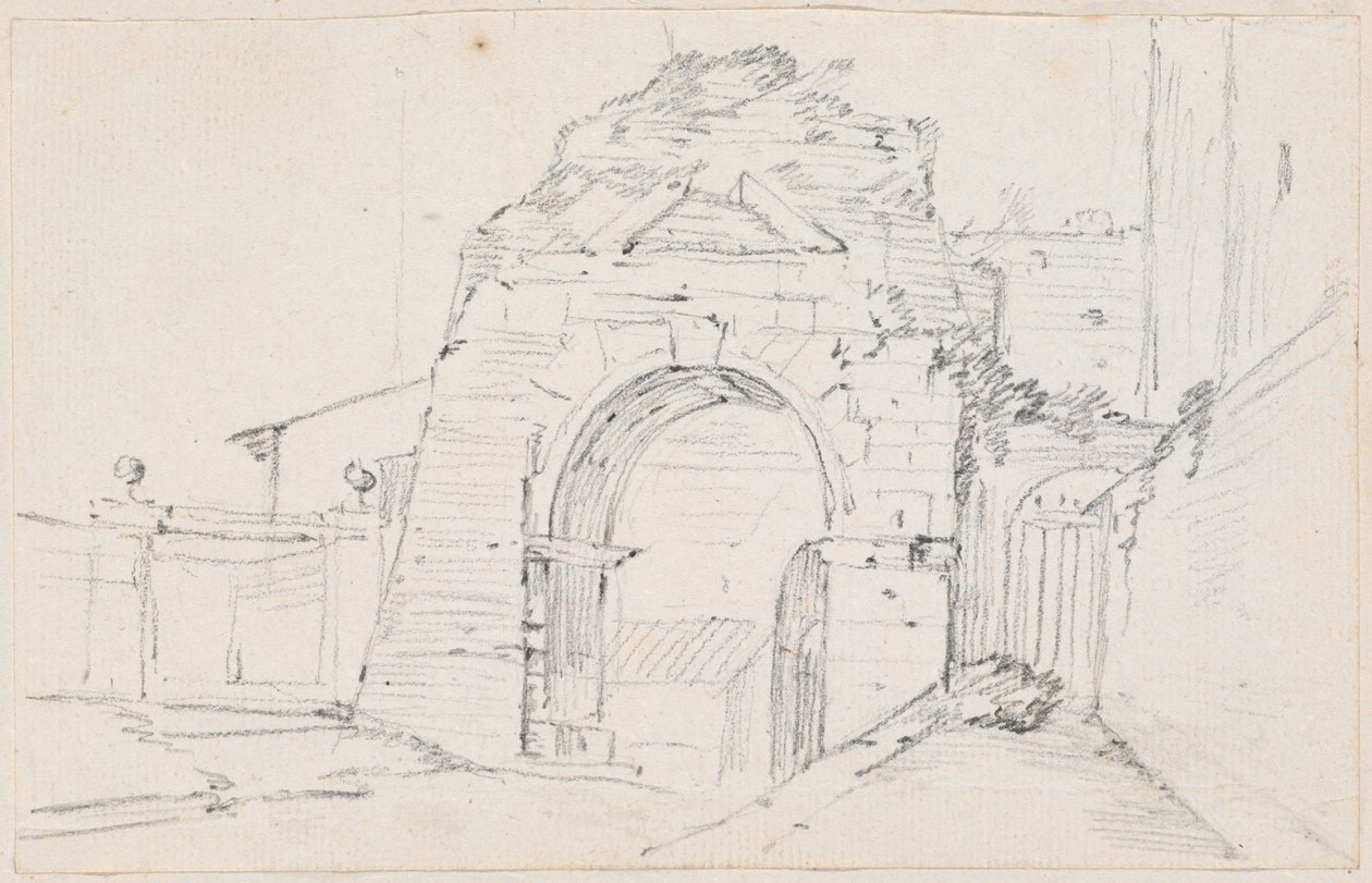Boog van Drusus bij de Via Appia door Joseph Marie Vien