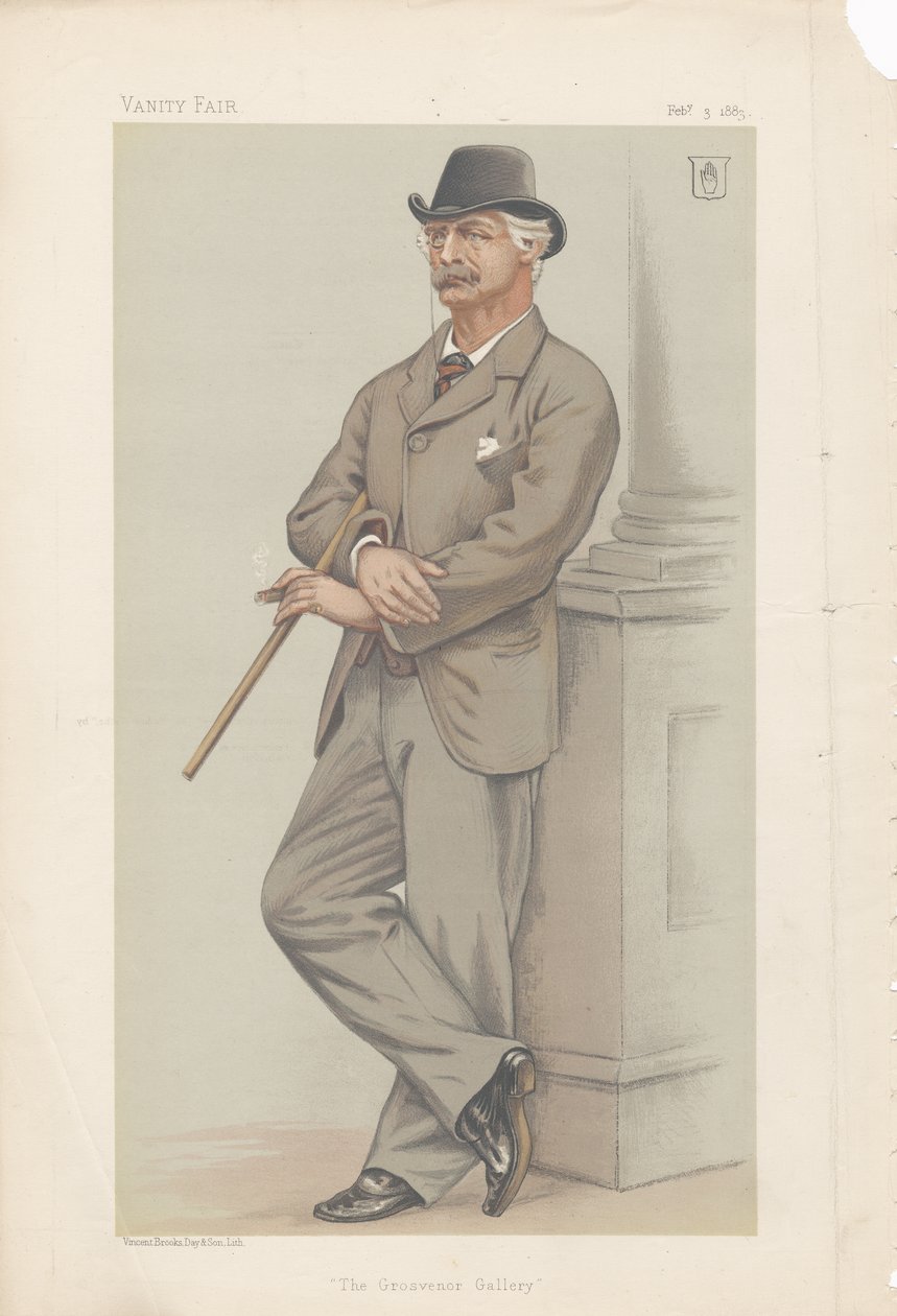Coutts Lindsay, The Grosvenor Gallery uit Vanity Fair 3 februari 1883 door Joseph Middleton Jopling