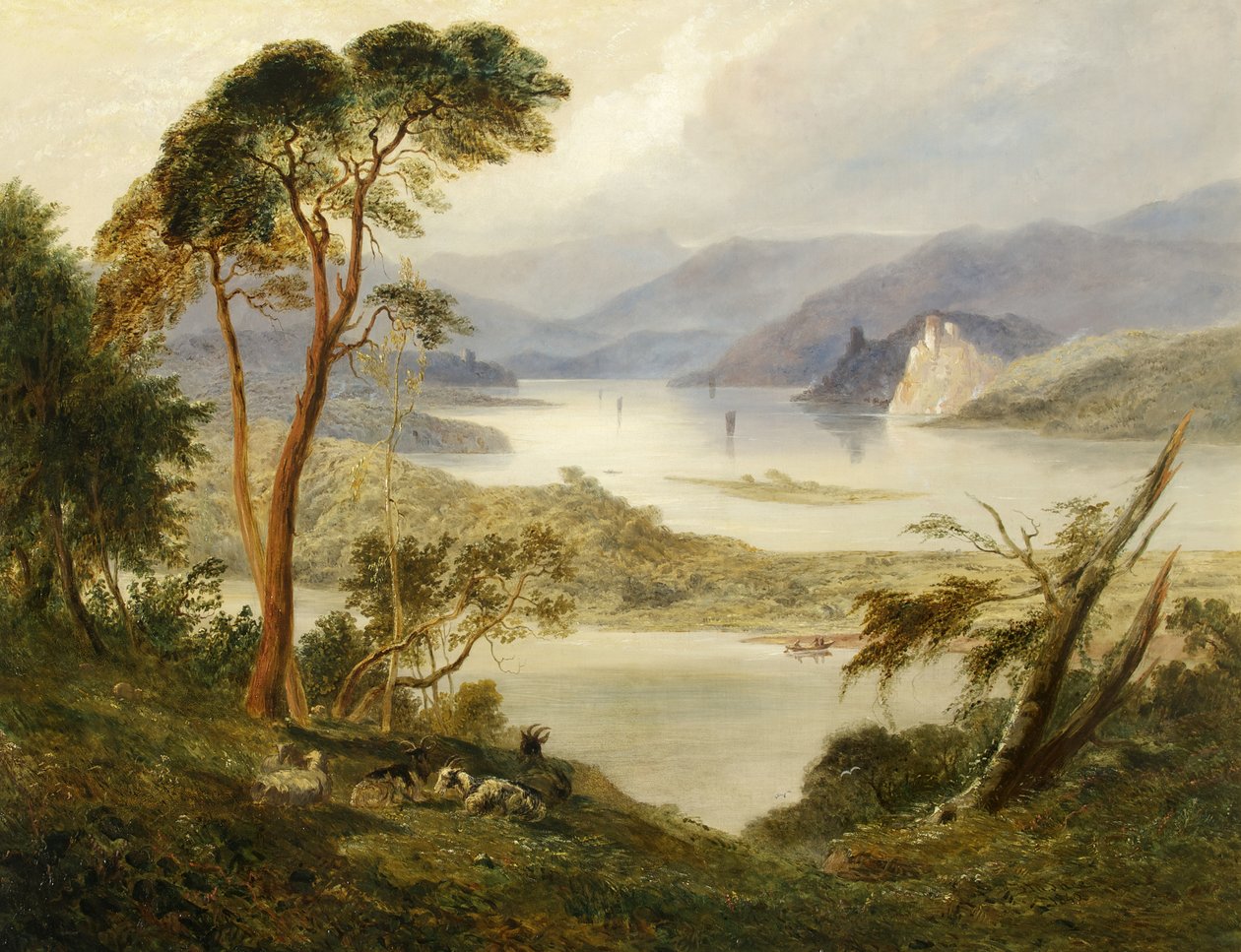 Oberwesel met kasteel Schönburg, aan de Rijn, 1840 door Joseph Murray Ince