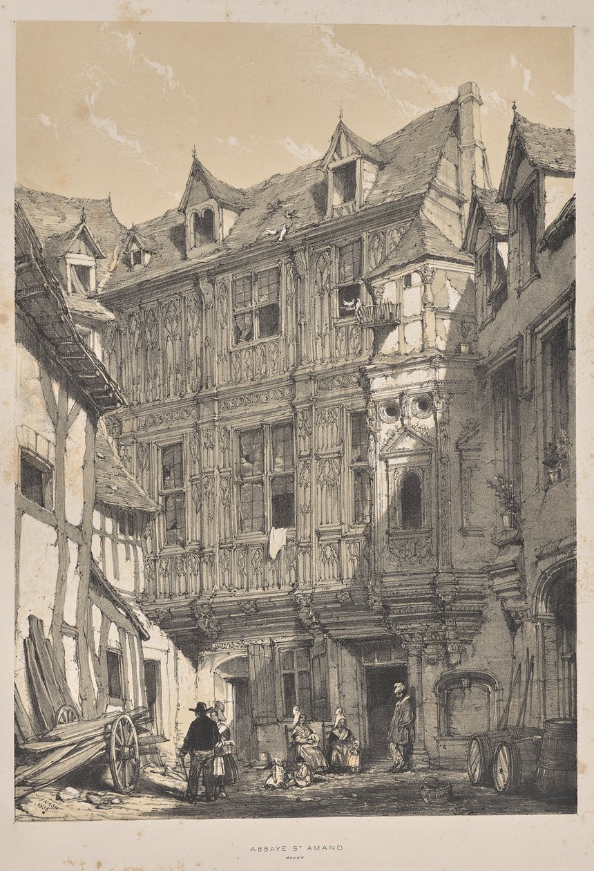 Architectuur van de Middeleeuwen: Abdij St. Amand, Rouen door Joseph Nash
