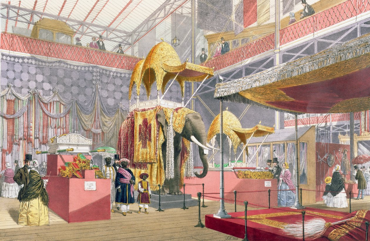 Crystal Palace, de Indiase Hof, uitgegeven door Dickinson Bros. (gekleurde litho) door Joseph Nash