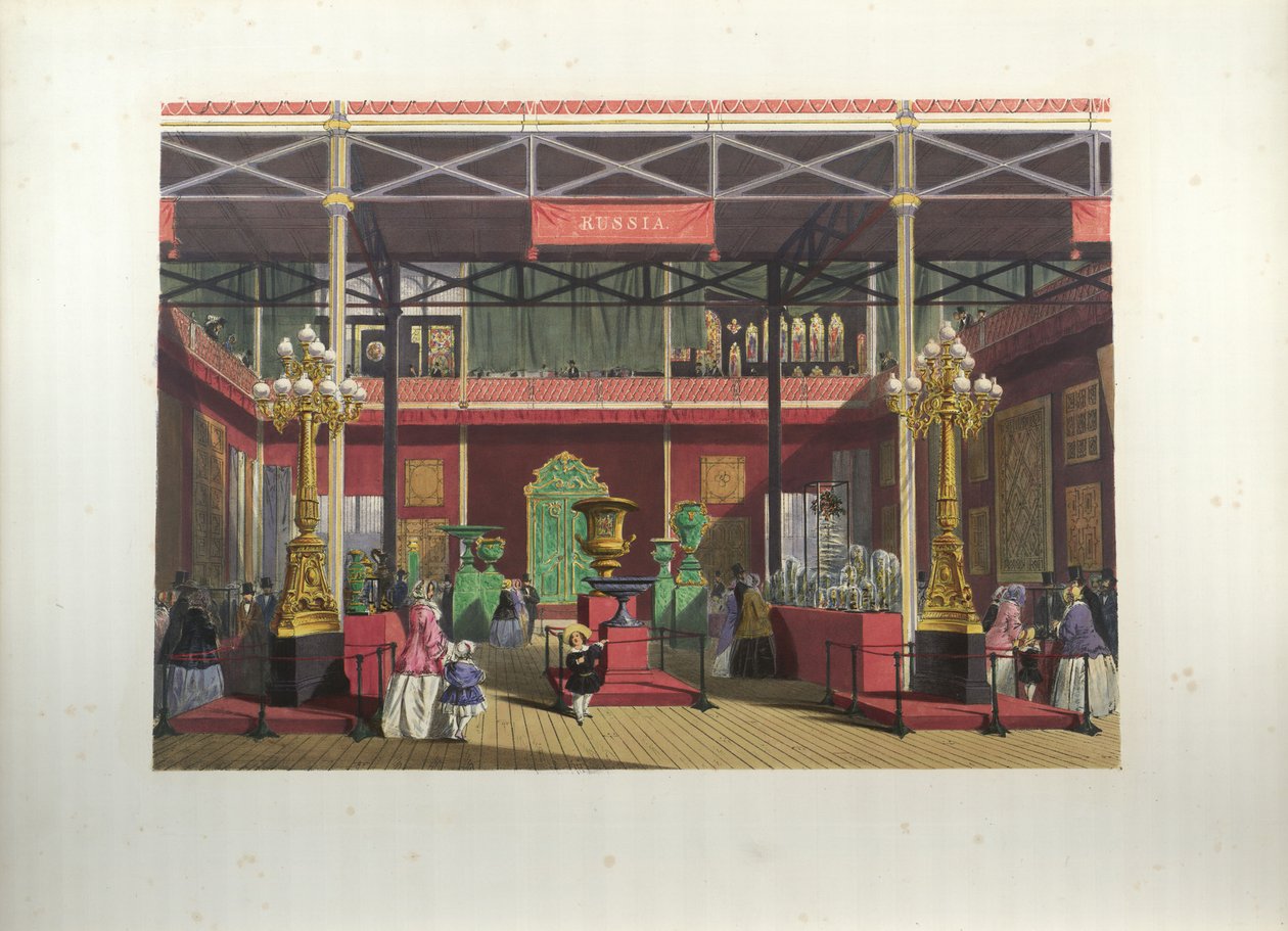 Russische tentoonstelling interieur tijdens de Grote Tentoonstelling in 1851 door Joseph Nash