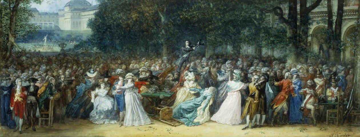 Camille Desmoulins in het Palais Royale door Joseph Navlet