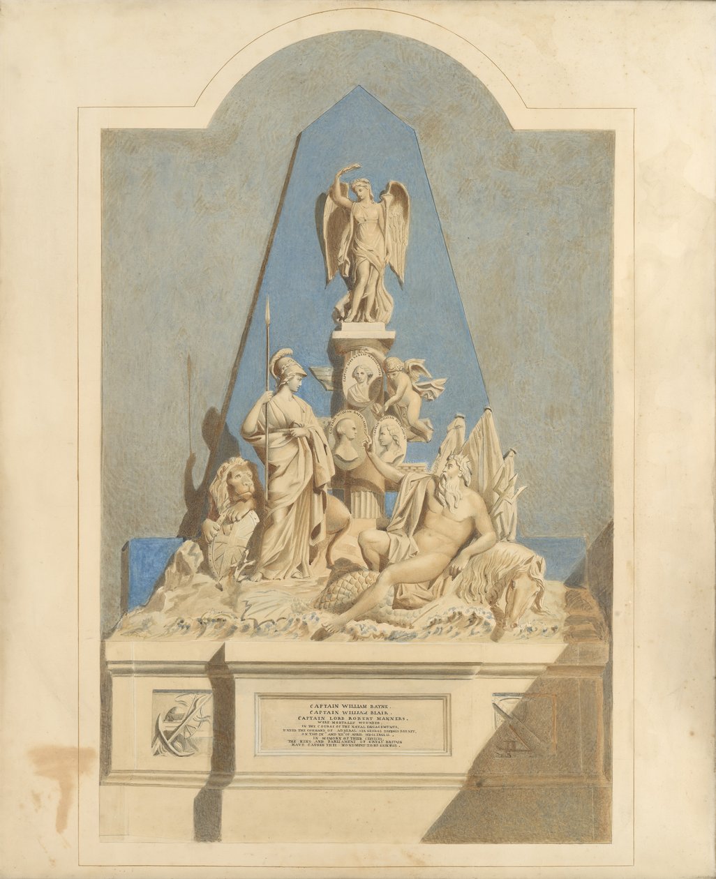 Ontwerp voor Het Drie Kapiteins Monument, ca. 1784 door Joseph Nollekens