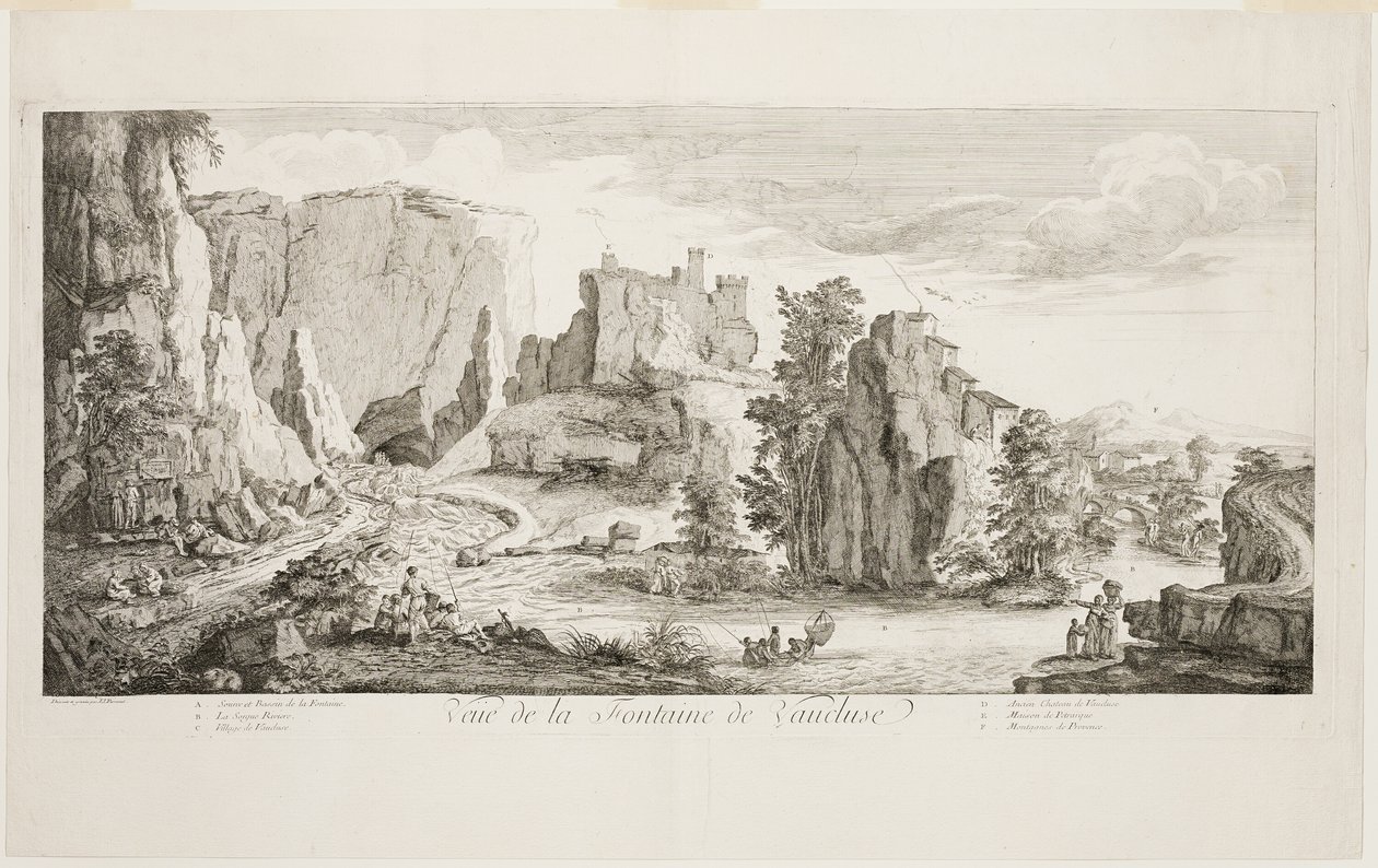 Veue de la Fontaine de Vaucluse door Joseph Parrocel