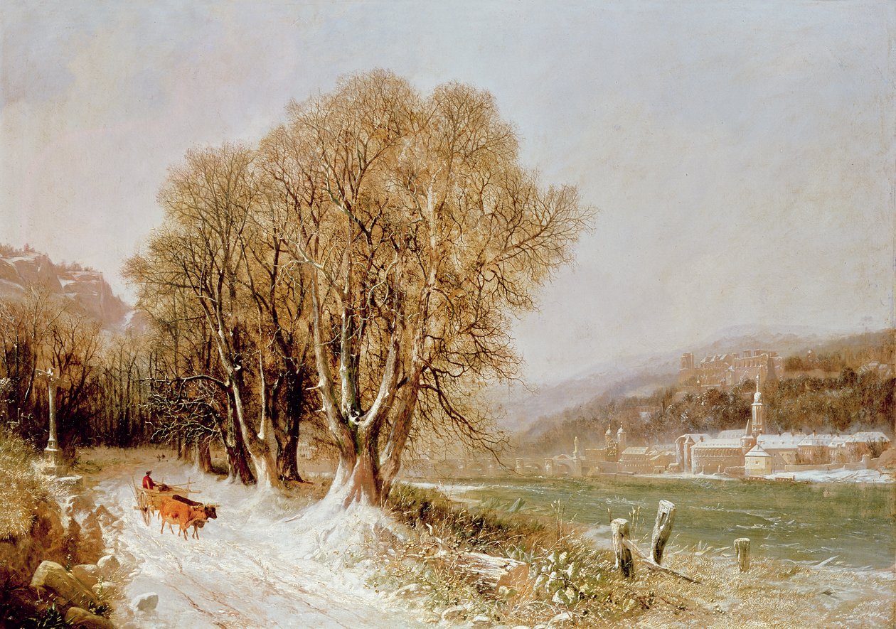 Aan de rivier de Neckar, Heidelberg door Joseph Paul Pettit