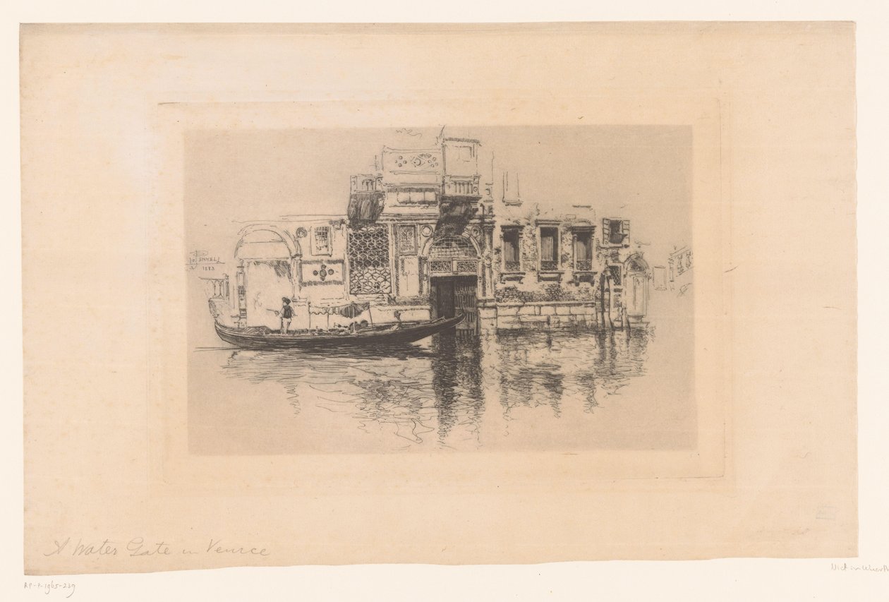Gondel op een kanaal door Joseph Pennell (signed by artist)