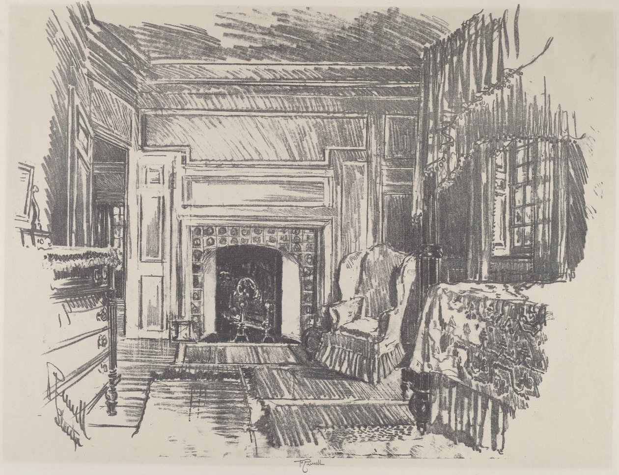 Slaapkamer, Stenton door Joseph Pennell