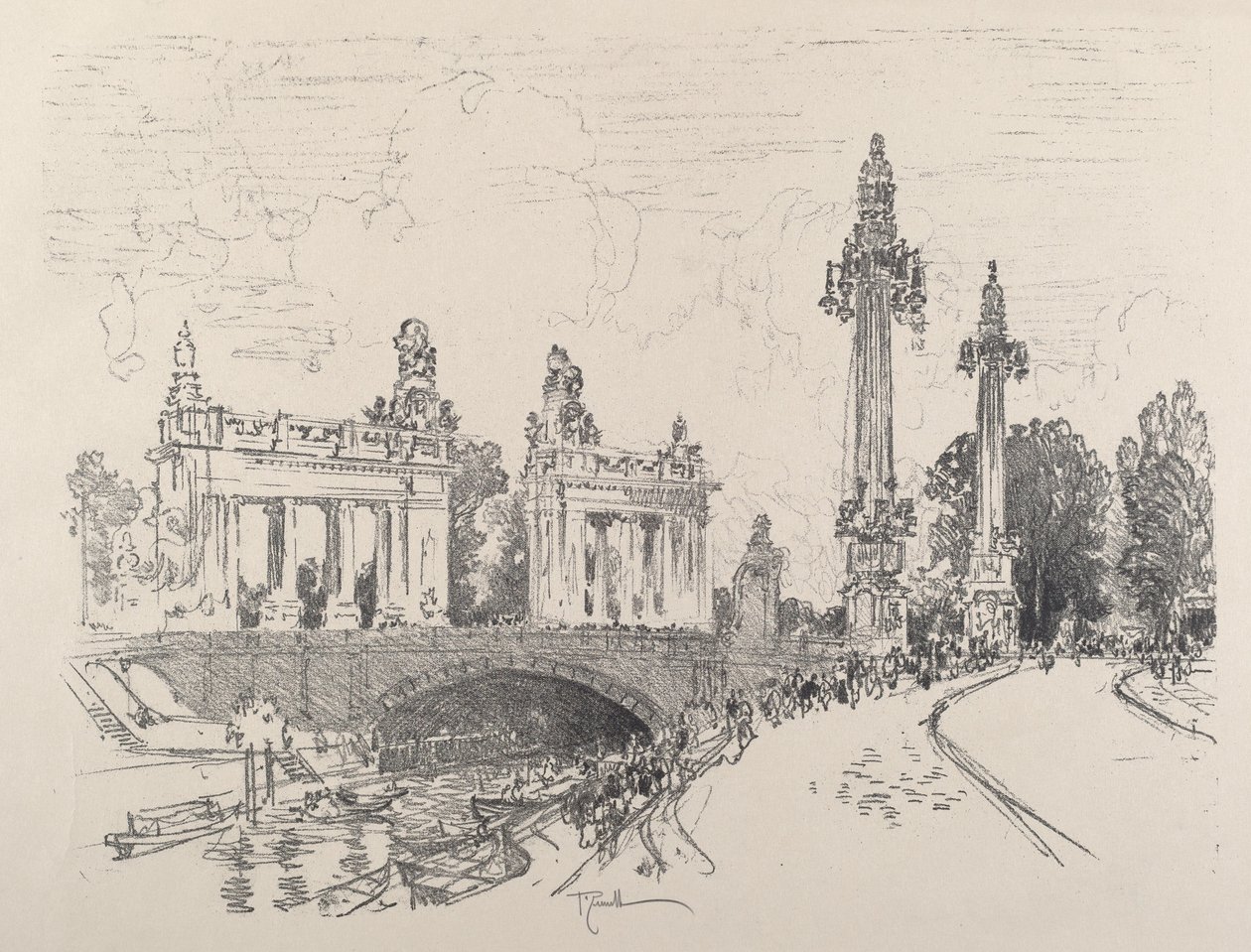 Brug bij Charlottenburg door Joseph Pennell